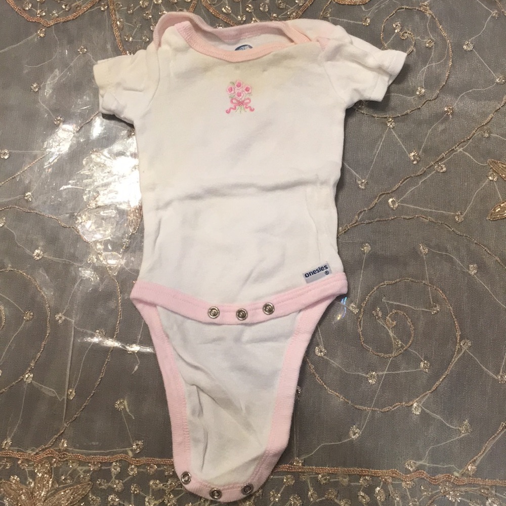Gerber Baby White Onesie with Roses